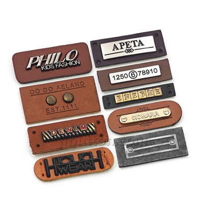 Etichetă personalizată din piele de blugi cu etichetă metalică
